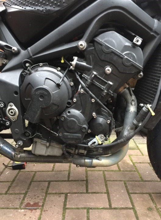 Close Up of a Triumph 675 Engine